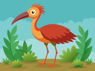 Icône ibis de la forêt vectorielle. Illustration d’espèces menacées. Mignon animal éteint isolé sur fond blanc. Drôle d’illustration d’oiseau sauvage pour les enfants. Concept de protection de la natu