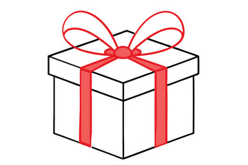 gift box with red ribbon vector art illustration