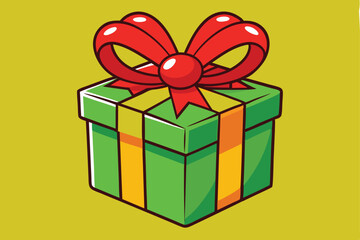 gift box with red ribbon vector art illustration
