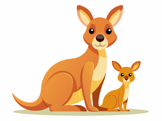 Mère kangourou avec son bébé, mignon animal famille vecteur illustration 
