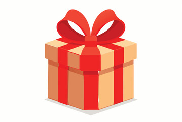 Obraz premium gift box with red ribbon vector art illustration