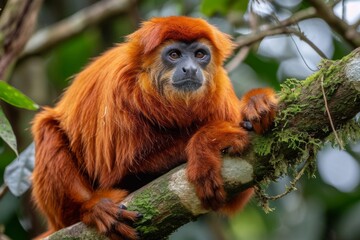 Obraz premium An image depicting a spider monkey effortlessly swinging through the trees, its dexterity and adaptability defining its rainforest existenc