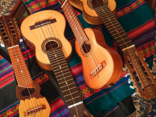 Charango, a traditional string instrument from the Andean region of South America, used in folk music from Bolivia, Peru, Ecuador, Chile and Argentina