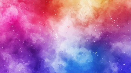 Fototapeta premium A colorful, abstract nebula with splashes of pink, red, yellow, blue, and purple in a dreamy atmosphere.