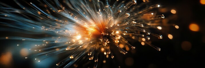 Fototapeta premium A vibrant burst of brilliant light showcases colorful particles and flowing trails within a lively, dynamic atmosphere