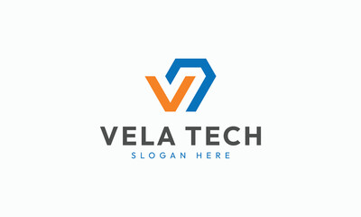 Initials VT Abstract Monogram Logo Design Named Vela Tech