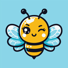 Cute Bee Flying Cartoon Vector Icon Illustration