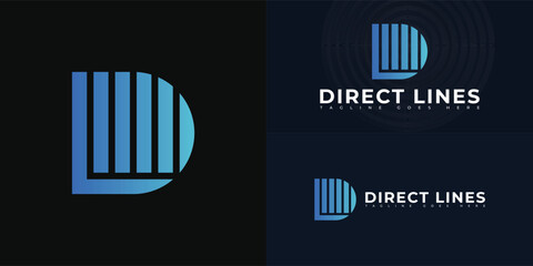 Abstract initial letter DL or LD in blue color isolated on multiple background colors. The logo is suitable for social event management app logo design inspiration templates.