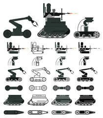 Unmanned ground vehicle UGV patrol robot vector illustration