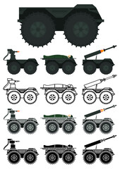 Unmanned ground vehicle UGV mission vector illustration