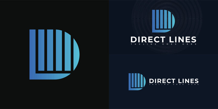 Abstract initial letter DL or LD in blue color isolated on multiple background colors. The logo is suitable for social event management app logo design inspiration templates.