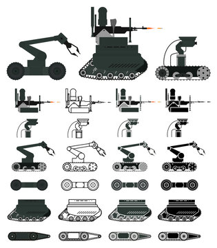 Unmanned ground vehicle UGV patrol robot vector illustration