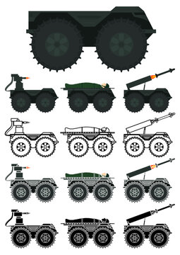 Unmanned ground vehicle UGV mission vector illustration
