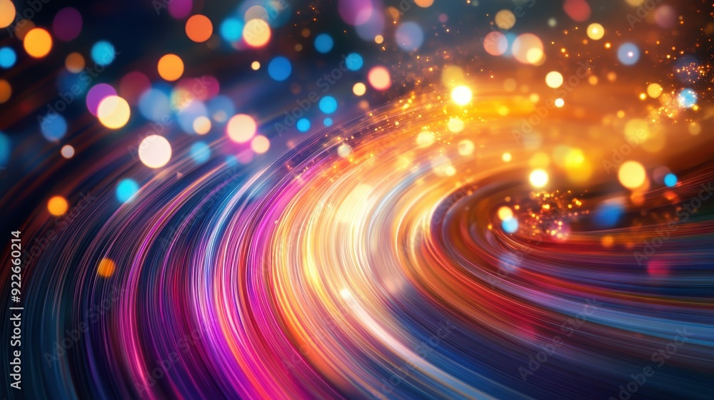 Poster abstract swirling light trails with bokeh background - futuristic technology design