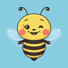 Obraz premium Cute Bee Flying Cartoon Vector Icon Illustration