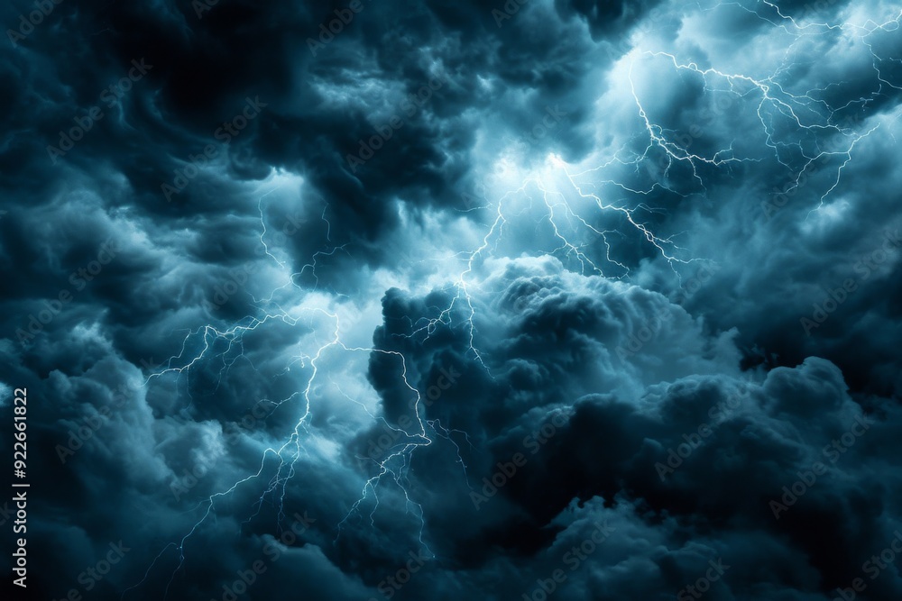 Canvas Prints an image capturing the drama of a thunderstorm sky with lightning streaking across dark clouds, crea