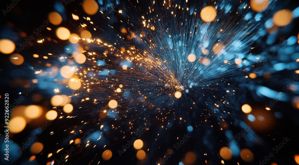 Poster a stunning visual depicts energetic particles, creating a visually vibrant explosion of mesmerizing 