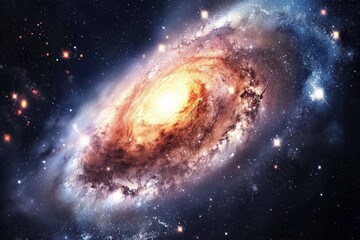 Obraz premium Spiral galaxy in deep space with stars, dust, and glowing center
