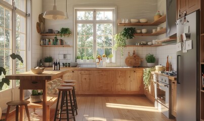 Scandinavian-style kitchen with clean lines and natural materials