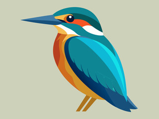 Kingfisher Flat Design Vector illustration 
