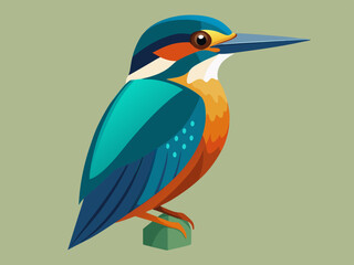 Kingfisher Flat Design Vector illustration 