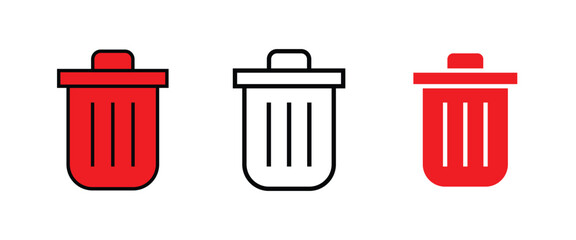 Delete icon set. Containing trash, delete button, cancel, undo, throw and remove icons. Solid icon collection. Vector illustration