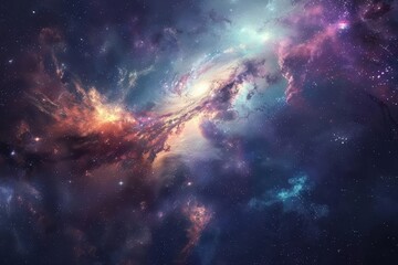 Colorful and detailed space image with bright stars and glowing gas clouds