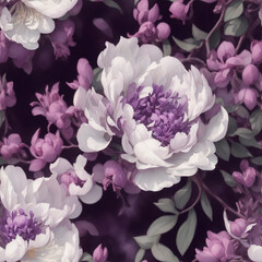 Fototapeta premium seamless watercolor bouquet of pink peonies