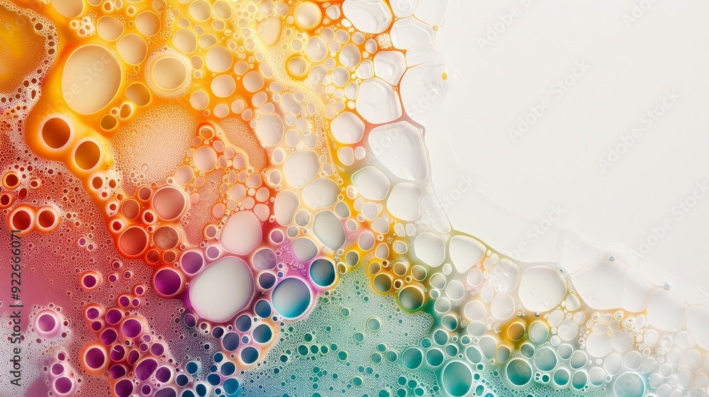 Poster the image is a close up of a large number of small bubbles