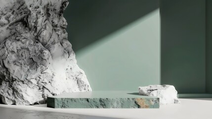 Minimalist Geometric Composition with Natural Rock Textures. Generative AI