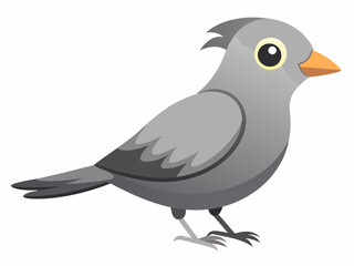 Le Moucherolle gris est un petit passereau insectivore de la famille des Tyrannidae. Passerin Oiseau Dessin animé style plat beau personnage d’ornithologie, illustration vectorielle isolée sur blanc
