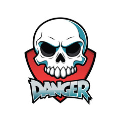 Fototapeta premium High-Quality T-Shirt Design with Skull Logo and 'DANGER' Etched Across Forehead on White Background