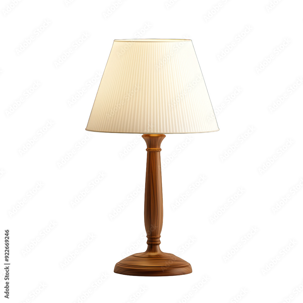 Poster elegant table lamp with a cream shade and a wooden base, perfect for adding warmth and style to any 