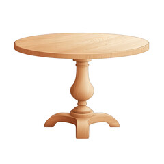 Elegant wooden table with a round top and intricate pedestal, perfect for dining or as a stylish accent in any interior space. transparent background