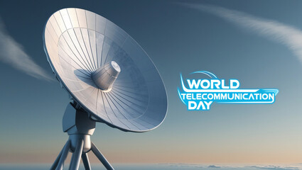 An illustration of a satellite dish, commemorating World Telecommunication Day,