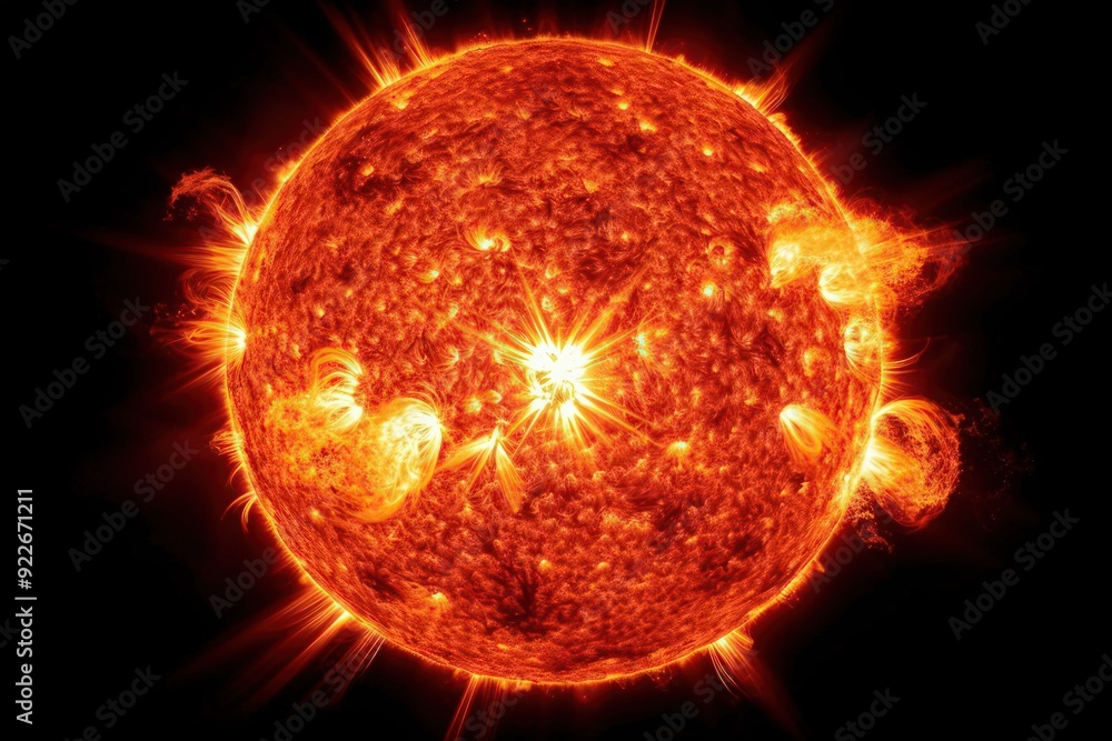 Poster an image showcasing the delicate balance of forces within the sun, where gravity and nuclear reactio