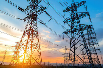 An image depicting a network of power lines and substations, illustrating the complex infrastructure that delivers electricity to homes, businesses, and industrie