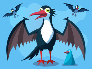 Oiseau Frigatebird Set de dessin animé Vector Illustration