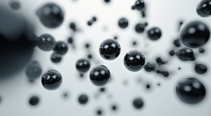 Abstract Black Spheres in a Light Background Floating in Space