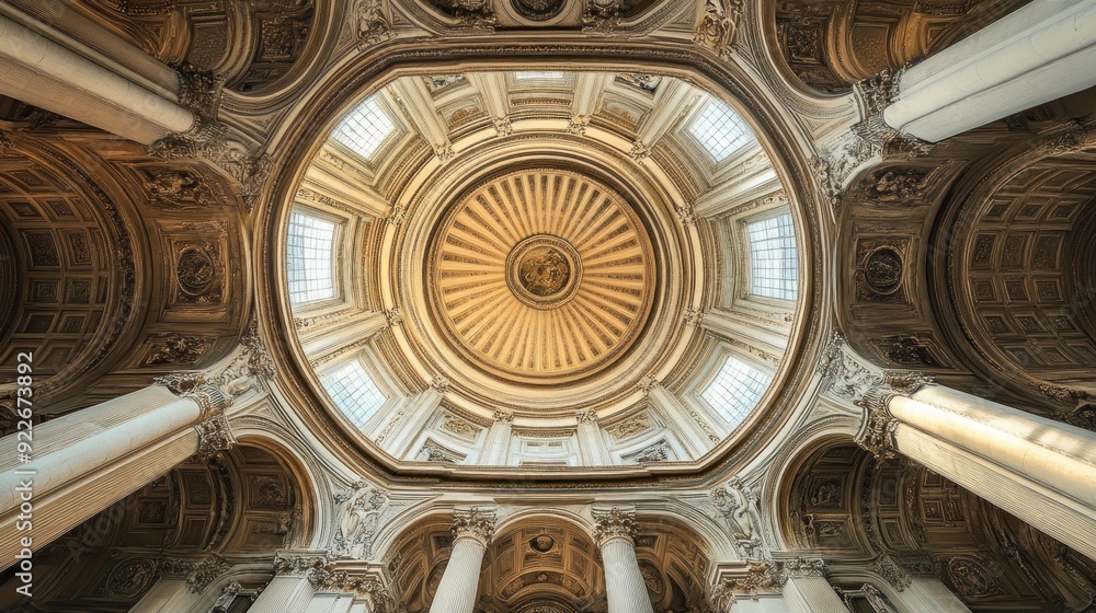Aufkleber ornate ceiling dome with columns and windows