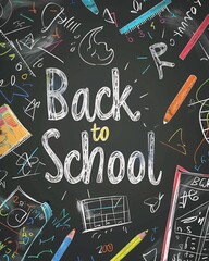 back to school text on blackboard