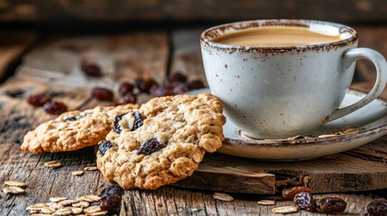 Mug of coffee with cookies