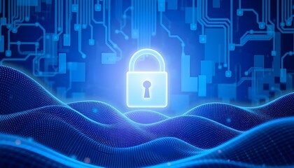 Cyber security background with charming blue lines of "AI Technology. This images represents Cyber security alert concept.