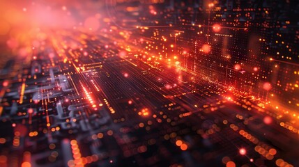 Abstract Technology Interface with Dynamic Graphs in a Futuristic Digital Space