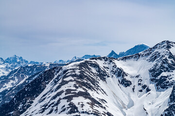 snow-capped mountains of the Caucasus in winter