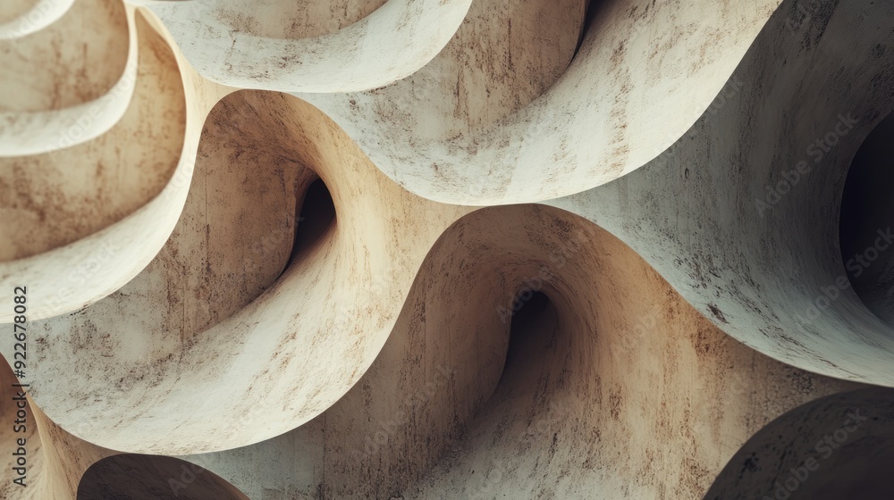Poster Abstract Architectural Structure with Curved Walls and Textured Surface