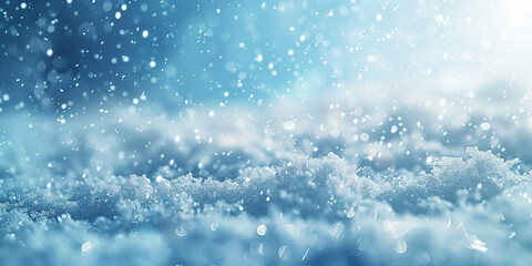 Fototapeta premium Soft snowfall on a snowy winter landscape