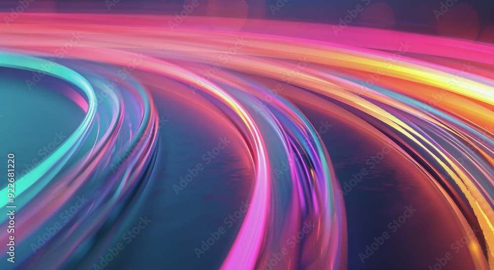 Poster vibrant light trails creating abstract patterns in motion at night