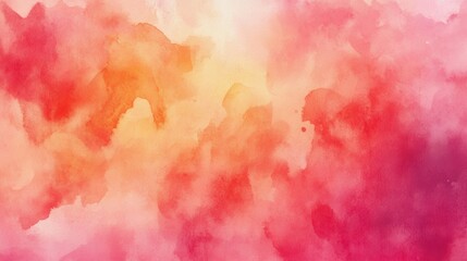 Obraz premium A vivid and lively watercolor splash featuring warm hues of orange, pink, and red in an abstract composition.