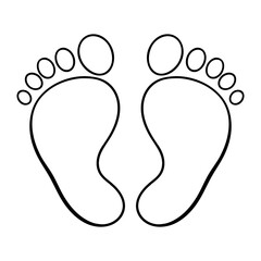 Foot prints icon set. Black baby footprints icon isolated on white. Vector illustration